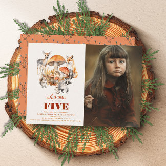 Fall Mushroom Woodland Tiere Geburtstag Foto Einladung