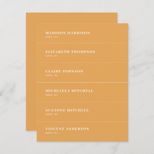 Fall Mustard Terracotta Wedding Platzkarte DIY (Vorne/Hinten)