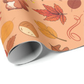 Fall Nahtlose Umschlagpapier: Eichhörnchen und Blä Geschenkpapier (Rolleneckpunkt)