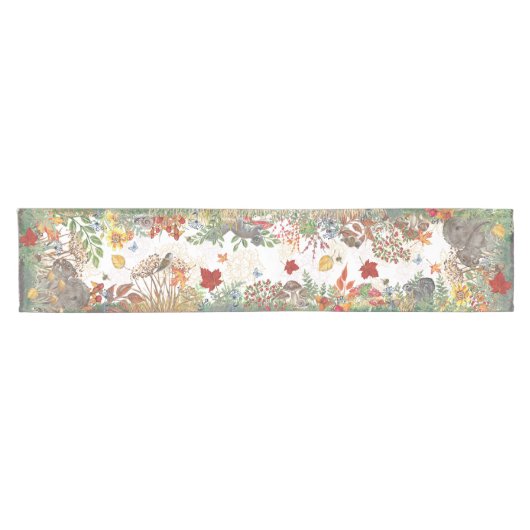 Fall Natur Eichhörnchen Leaf Pilzpilz Bird Woodlan Kurzer Tischläufer (Horizontal)