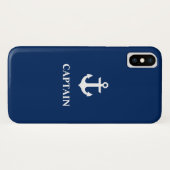 Fall Nautical Navy Blue Anchor Captain iPhone X Case-Mate iPhone Hülle (Rückseite (Horizontal))