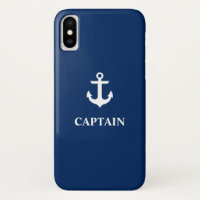 Fall Nautical Navy Blue Anchor Captain iPhone X