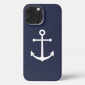 Fall Nautical Navy Blue Anchor iPhone Hülle (Rückseite)