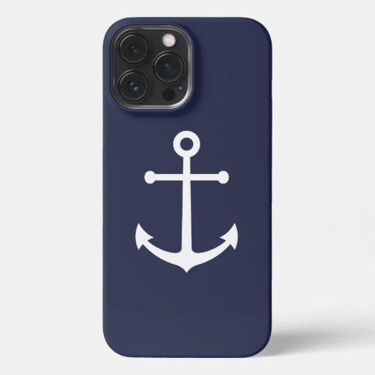 Fall Nautical Navy Blue Anchor iPhone Hülle (Rückseite)