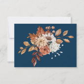Fall Navy Blue Floral Birthday Response Card Dankeskarte (Rückseite)