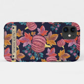 Fall Navy Pumpkin Blätter Wasserfarben Monogram Case-Mate iPhone Hülle (Rückseite (Horizontal))