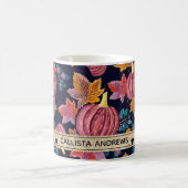 Fall Navy Pumpkin Blätter Wasserfarben Monogram Kaffeetasse (Mittel)