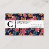 Fall Navy Pumpkin Blätter Wasserfarbmuster Rabattkarte (Rückseite)