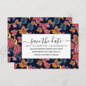 Fall Navy Pumpkin Blätter Wasserfarbmuster Save The Date (Vorne/Hinten)
