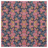 Fall Navy Pumpkin Blätter Wasserfarbmuster Stoff (Muster)