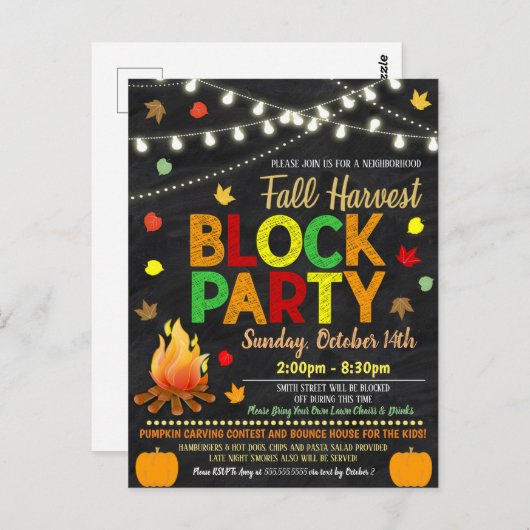 Fall Neighbhood Block Party laden Postkarte (Vorne/Hinten)