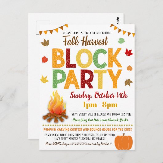 Fall Neighbhood Block Party laden Postkarte (Vorne/Hinten)