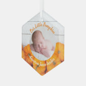 Fall Neugeborenes Foto Baby Unsere kleine Kürbisku Ornament Aus Glas (Vorderseite Links)