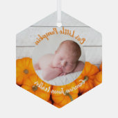 Fall Neugeborenes Foto Baby Unsere kleine Kürbisku Ornament Aus Glas (Rückseite)