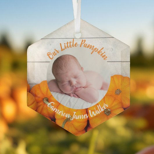 Fall Neugeborenes Foto Baby Unsere kleine Kürbisku Ornament Aus Glas