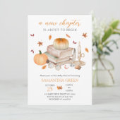 Fall New Chapter Will Soon Begin Baby Shower Einladung (Stehend Vorderseite)