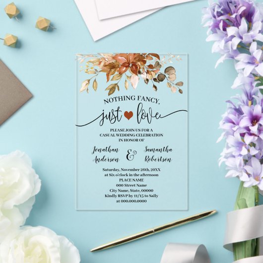 Fall Nichts Extravagant nur Liebe Eloption Acryleinladungen (In Situ (Hochzeit))