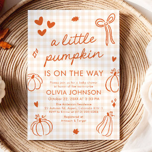 Fall Niedliche Hand gezogen ein wenig Pumpkin Baby Einladung
