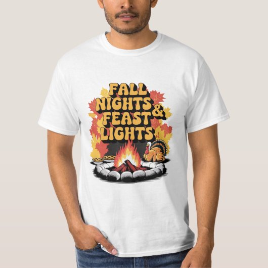 Fall Nights and Feast Lights Thanksgiving Campfire T-Shirt (Vorderseite)