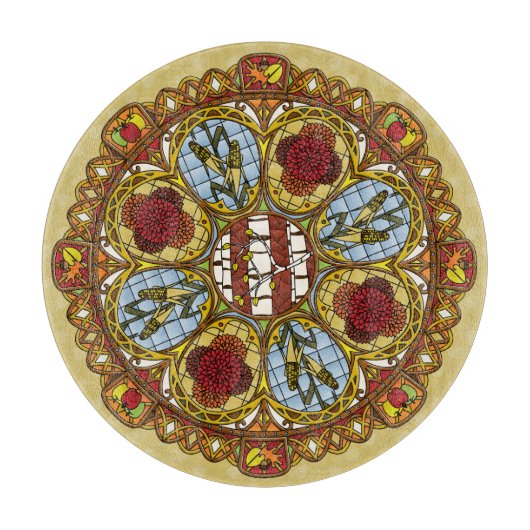 Fall Nouveau Glass Cutting Board Schneidebrett (Vorderseite)