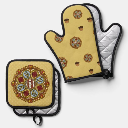 Fall Nouveau Ofenhandschuh & Topflappen-Set (Vorderseite/Rückseite)