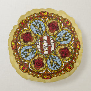 Fall Nouveau Round Pillow Rundes Kissen