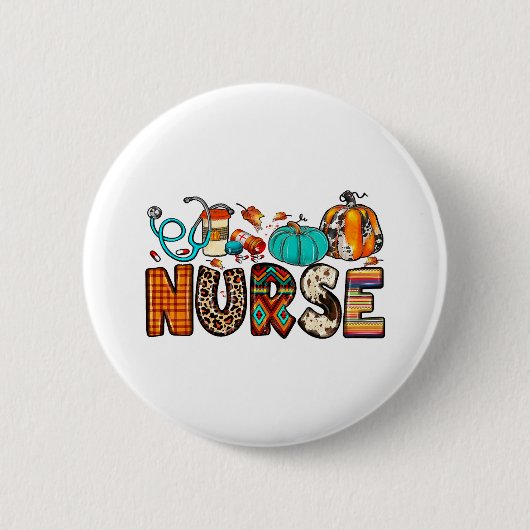 Fall Nurse Leopard Cowhide Pumpkin Fall 744 Button (Vorderseite)