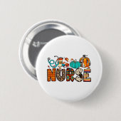 Fall Nurse Leopard Cowhide Pumpkin Fall 744 Button (Vorne & Hinten)