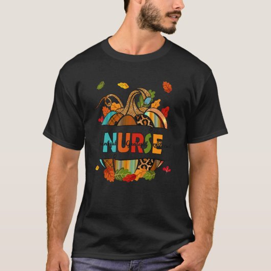 Fall Nurse Pumpkin Thankful Grateful Blessed Nurse T-Shirt (Vorderseite)