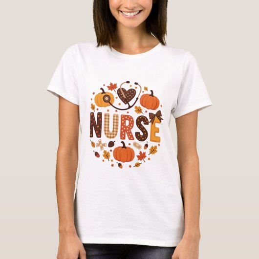 Fall Nurse - Wasserfarbe Niedlich und farbig T-Shirt (Vorderseite)