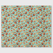 Fall Nuts Blue Erntedank Geschenkpapier (Flach)