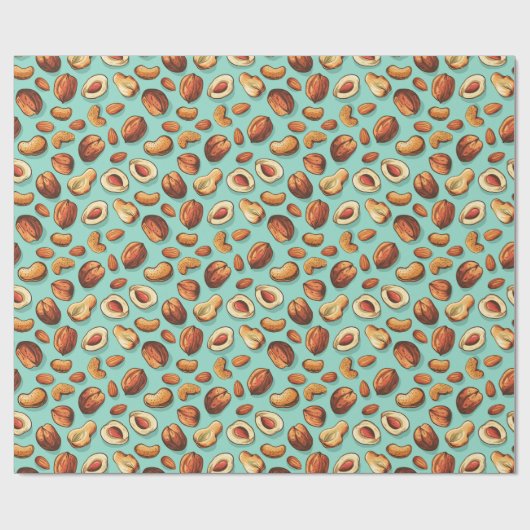 Fall Nuts Blue Erntedank Geschenkpapier (Flach)