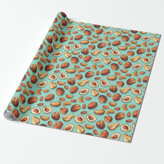 Fall Nuts Blue Erntedank Geschenkpapier (Ungerollt)
