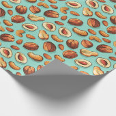 Fall Nuts Blue Erntedank Geschenkpapier (Ecke)