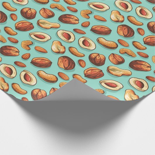 Fall Nuts Blue Erntedank Geschenkpapier (Ecke)