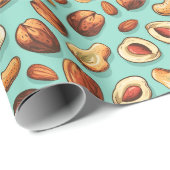 Fall Nuts Blue Erntedank Geschenkpapier (Rolleneckpunkt)