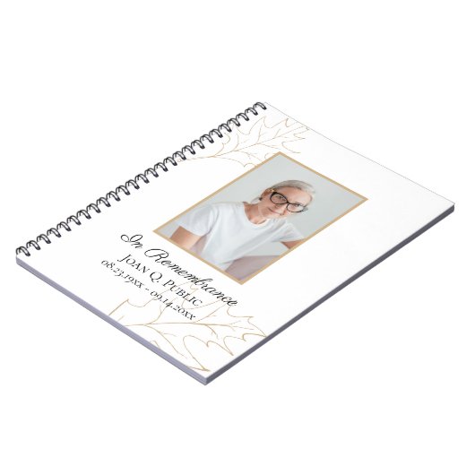 Fall Oak Blätter Beerdigung-Gästebuch Notizblock (Linke Seite)