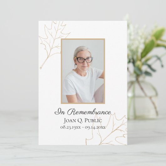 Fall Oak Blätter Beerdigungsdienst Programm (Stehend Vorderseite)