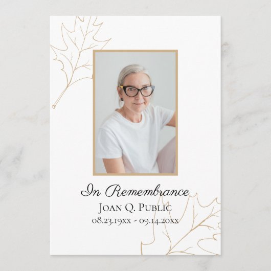 Fall Oak Blätter Beerdigungsdienst Programm (Vorderseite)