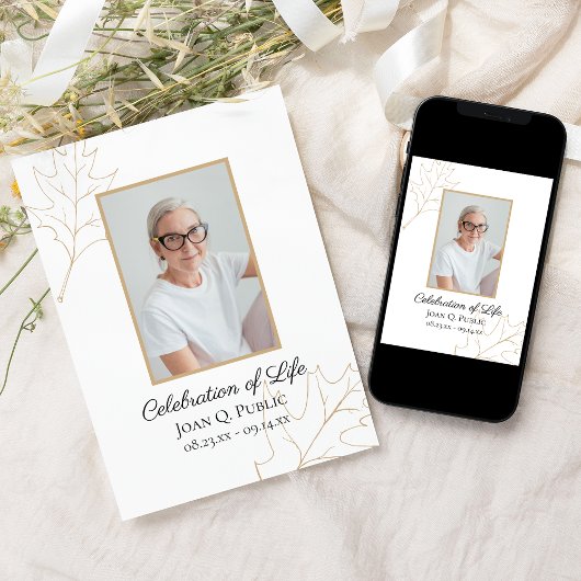 Fall Oak Blätter Feier des Lebens Einladung