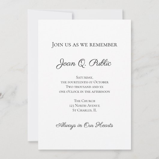 Fall Oak Blätter Feier des Lebens Einladung (Rückseite)