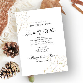 Fall Oak Blätter Feier zum Gedenken an das Leben Einladung