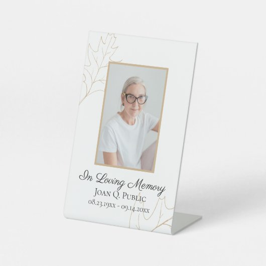 Fall Oak Blätter Feiern Lebensbeerdigung Sockelschild (Vorderseite)