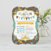 Fall Oak Blätter und Pumpkins Kinderdusche laden e Einladung (Stehend Vorderseite)