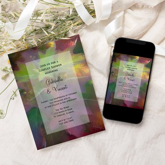 Fall Oak Leaf Hydrangea Paare Polterabend Einladung