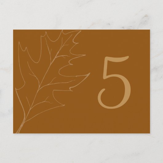 Fall Oak Leaf Wedding Tischnummer (Rückseite)