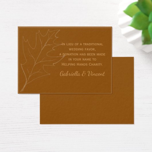 Fall Oak Leaf Wedding Wohltätigkeit Fevor Card (Schreibtisch)
