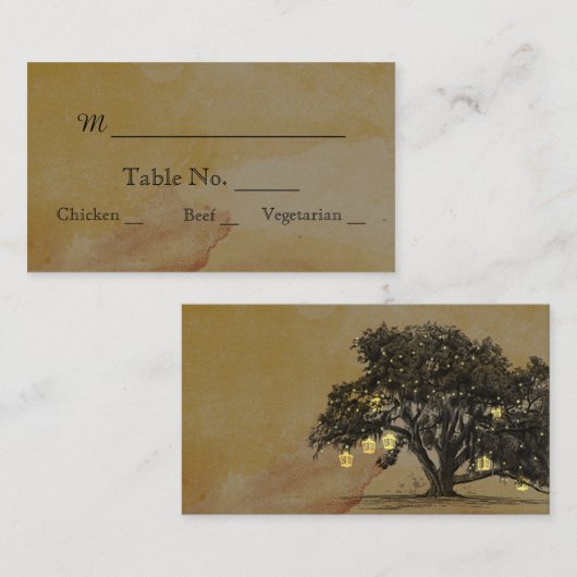 Fall Oak Tree Lantern Hochzeiten Platzkarten (Vorne/Hinten)