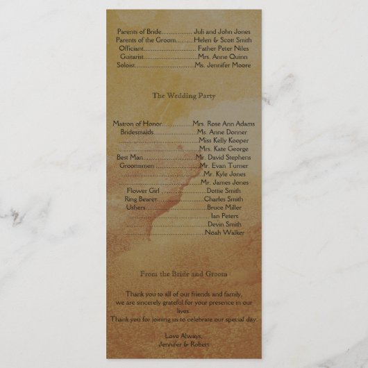 Fall Oak Tree Lantern Hochzeitsprogramm Programm (Rückseite)