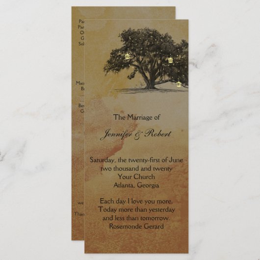 Fall Oak Tree Lantern Hochzeitsprogramm Programm (Vorne/Hinten)